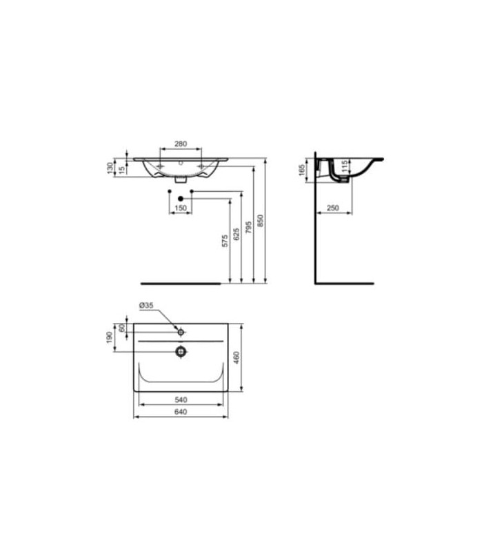 Praustuvas Ideal Standard Connect Air, pakabinamas, 64 cm