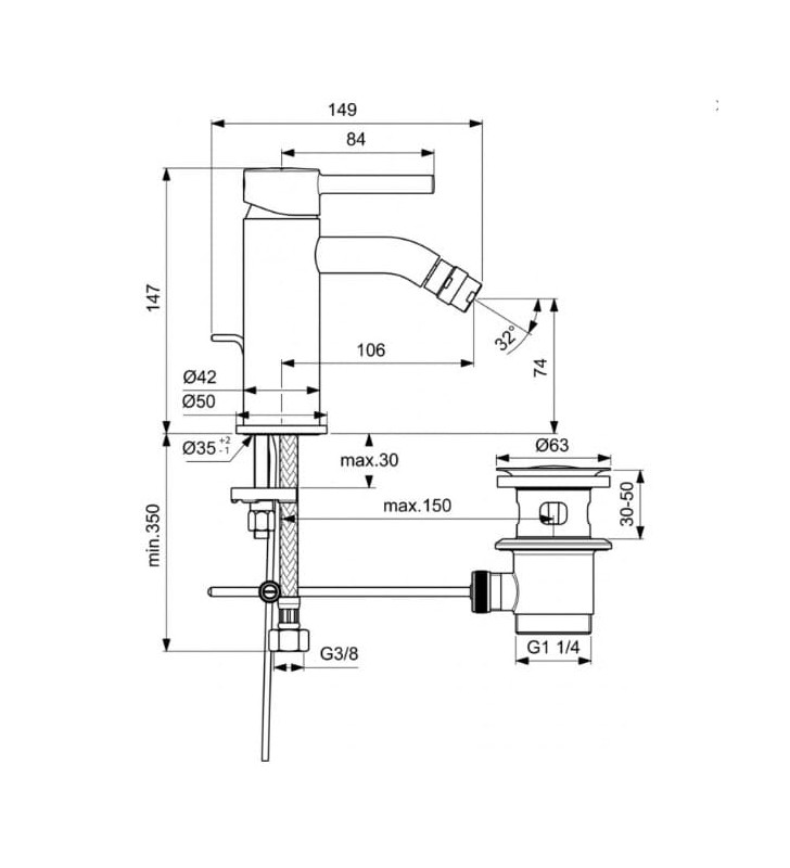 Bidė maišytuvas Ideal Standard, Ceraline