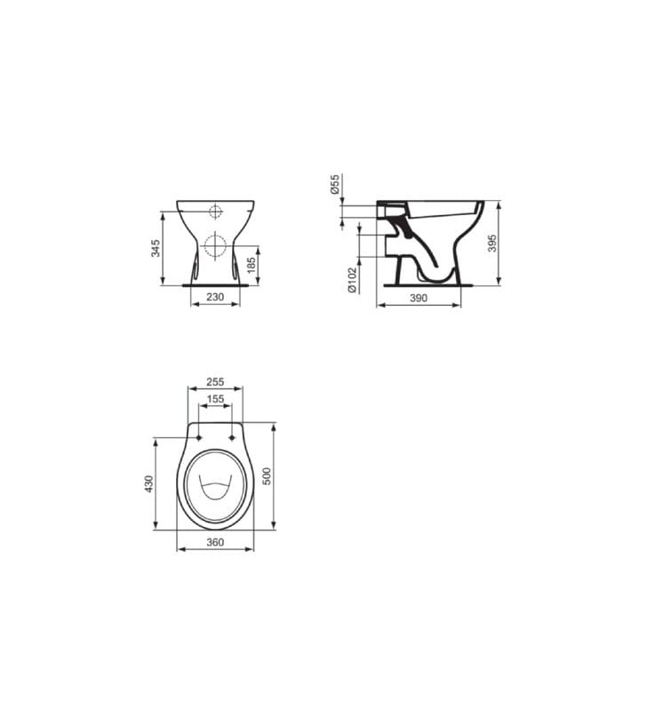 Pastatomas WC viduaras (išpiltuvė) Ideal Standard, Eurovit, su grotelėmis