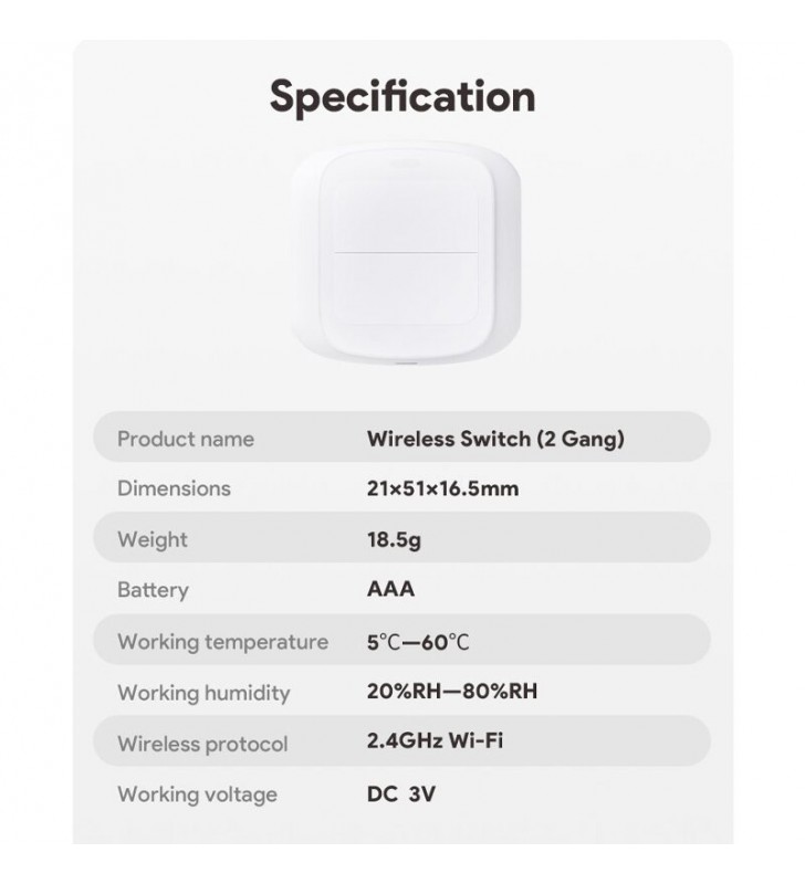 Išmanusis scenarijų jungiklis mygtukas Feelspot FS-WSW01W Wi-Fi, Tuya