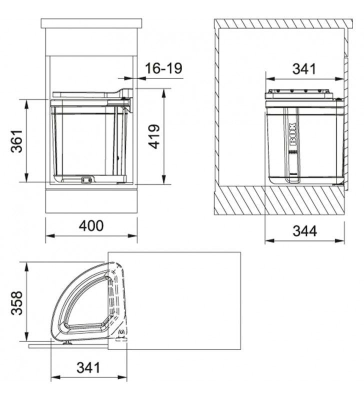 Šiukšliadėžė FRANKE, Sorter, Pivot 27 l.