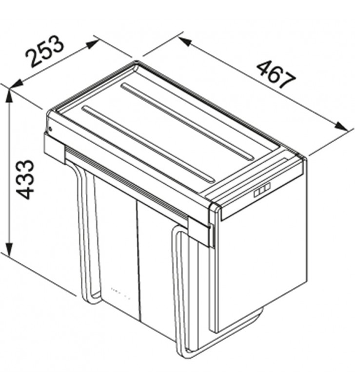 Šiukšliadėžė FRANKE, Cube 30, atidarymas ranka, 20l.+10l.