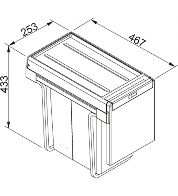 Šiukšliadėžė FRANKE, Cube 30, atidarymas ranka, 2x15l.