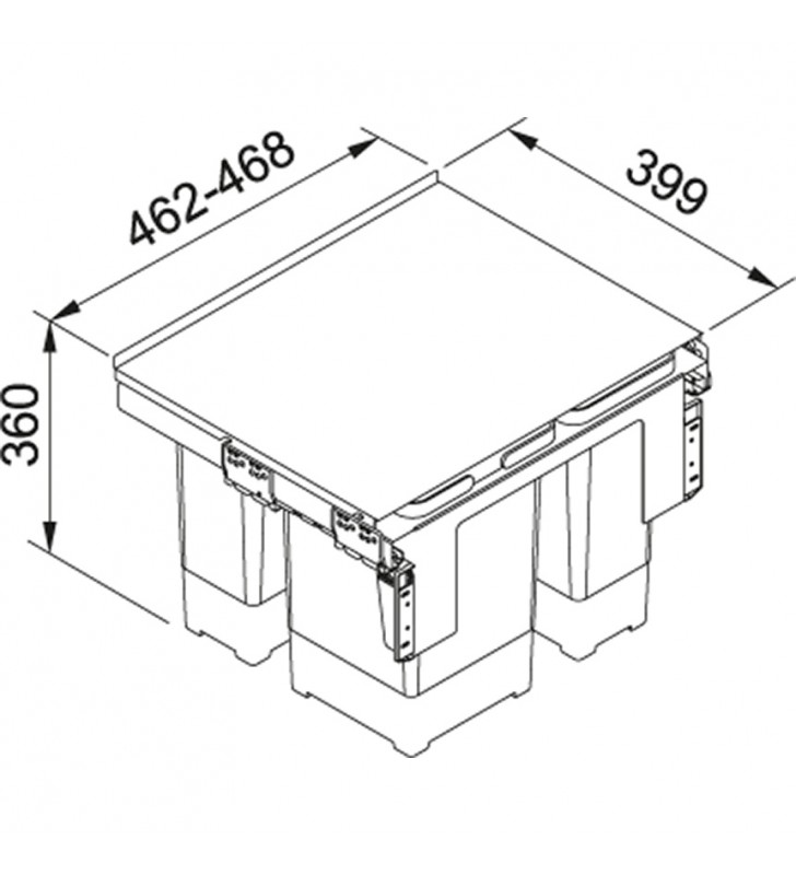 Šiukšliadėžė FRANKE, Sorter Garbo, 50-3, 2x12l.+8l.