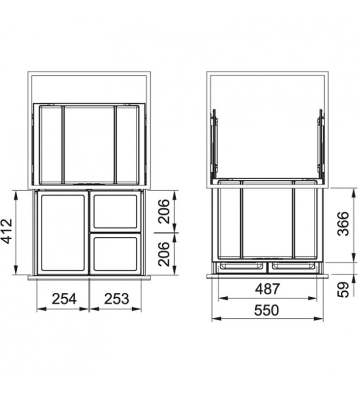 Šiukšliadėžė FRANKE, FX 60, 26L + 2x11 L