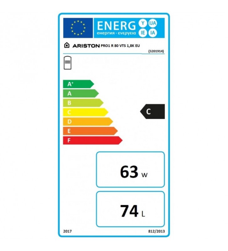 Kombinuotas vandens šildytuvas Ariston PRO1 R, 80VTS, 74l 1.8 kW kairinis