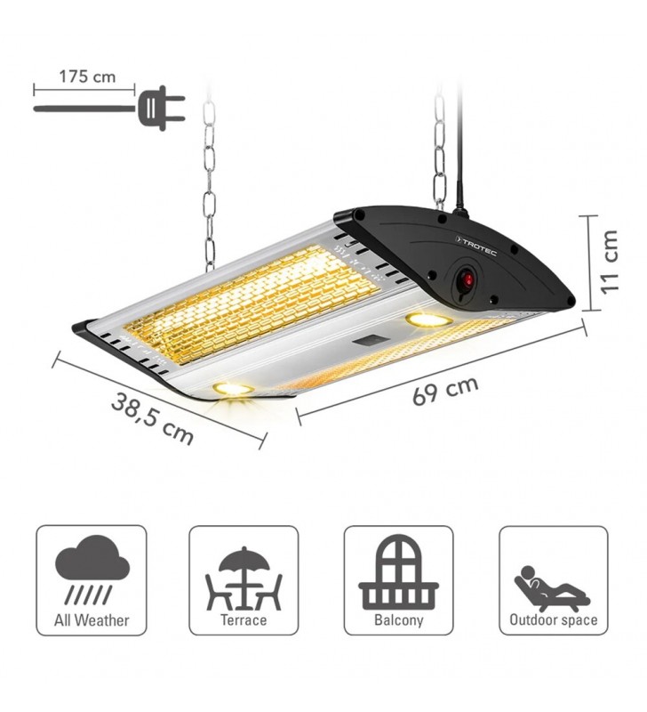 Halogeninis infraraudonųjų spindulių šildytuvas Trotec IR 2000 C